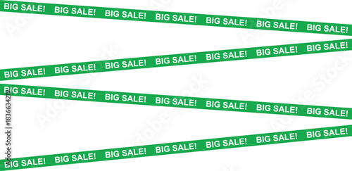 Eye Catching Big Sale Advertisement Image Displaying Multiple Green Ribbons with Big Sale Text Repeated in White Font, Creative Background