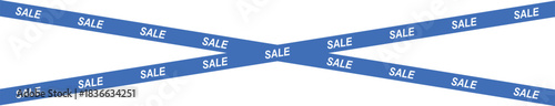 A Captivating Composition Featuring Blue Sale Ribbons Against a Crisp White Backdrop Showcasing Dynamic Angles and Emphasizing Promotional Marketing Elements for Retail Success