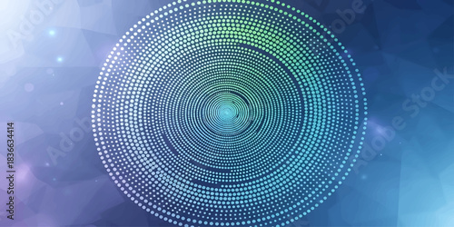 Abstract blue technology background: digital space binary code pattern tunnel light circle design illustration wallpaper texture art swirl backdrop color vector line computer glow wave