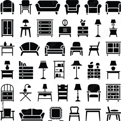 Furniture and Interior Design Silhouette Set