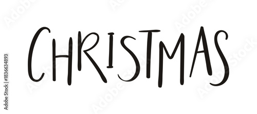 Christmas hand lettering isolated on transparent background. Hand drawn vector illustration. Handwritten text, typography, holiday quote. Christmas design element, clip art
