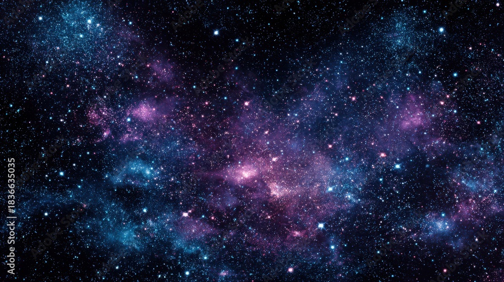 Fototapeta premium A stunning view of the universe showcasing a colorful array of nebulae and countless stars scattered across a dark background. This cosmic scene captures the beauty of space.