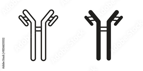 Antibody icons collection. Thin linear and black flat icons