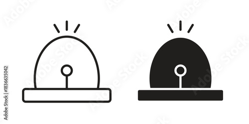 Ambulance siren icons collection. Thin linear and black flat icons