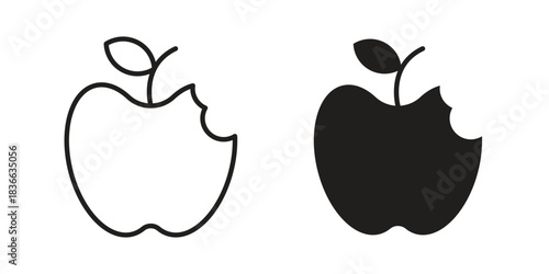 Apple icons collection. Thin linear and black flat icons