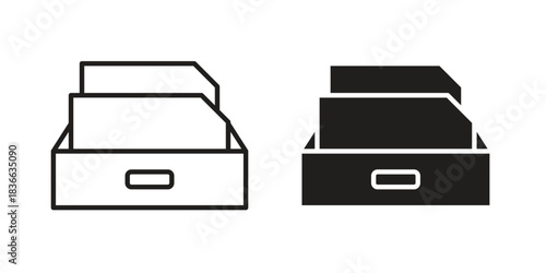 Archive icons collection. Thin linear and black flat icons