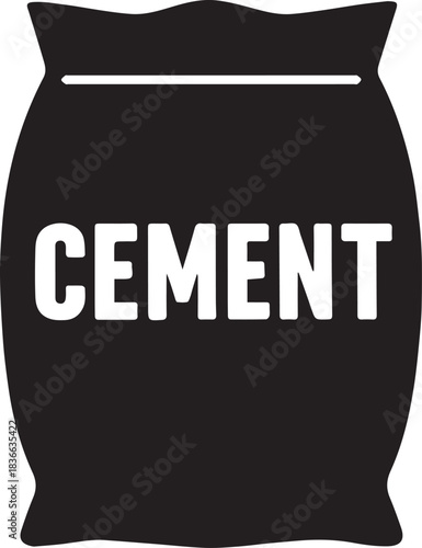 Cement bag silhouette vector icon on white background