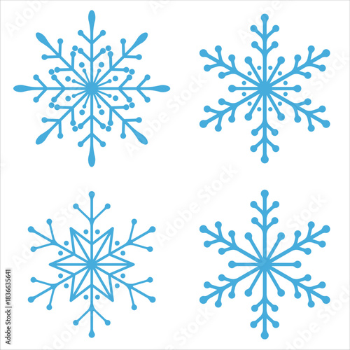 Minimal Blue Snowflake Icon – Winter, Cold, and Frozen Weather Symbol illustration Design
