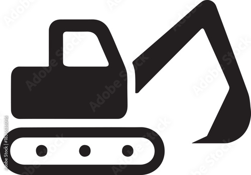 Excavator or digger black silhouette vector icon on white background