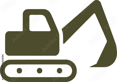 Excavator or digger colourful silhouette vector icon on white background