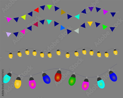 Christmas Lights garland ,Colorful Christmas Lights .