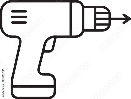 Minimal Electric drill line vector icon on white background