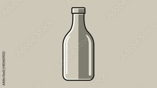 A simple, stylized illustration of a glass bottle with a cap.