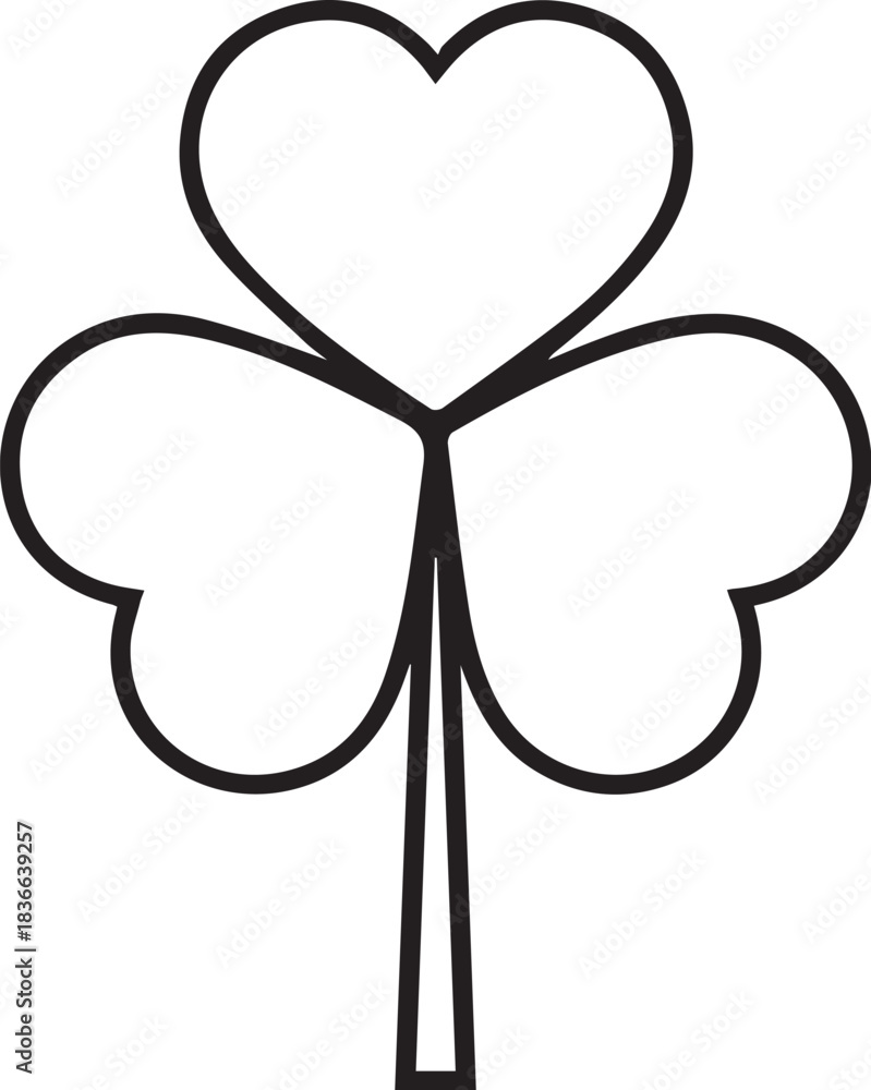 Naklejka premium simple Clover leaf (three-leaf) black line vector icon on white background