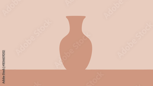 A silhouette of a vase on a surface.