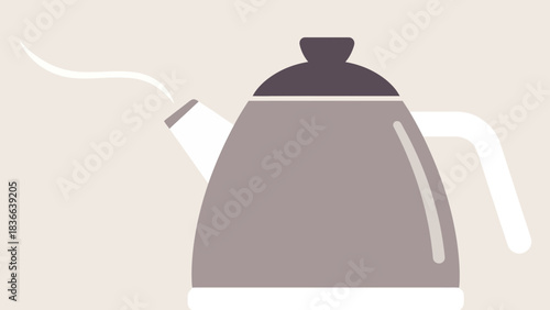 Kettle with steam rising from spout.