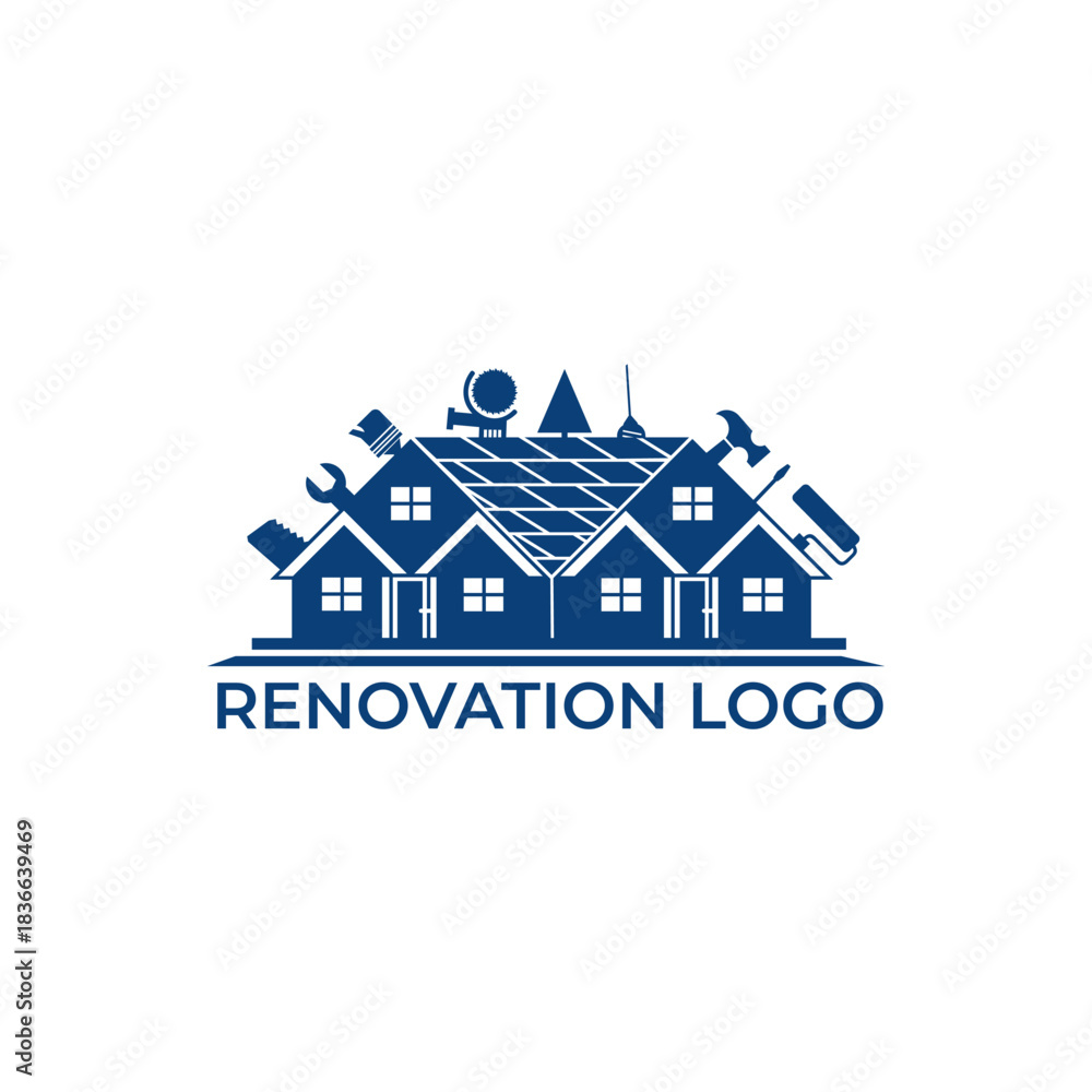 Fototapeta premium Home Renovation logo, house repair logo, tools icon, maintenance logo, architect logo