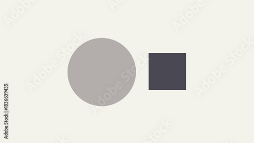 A grey circle and a dark grey square are placed side by side.