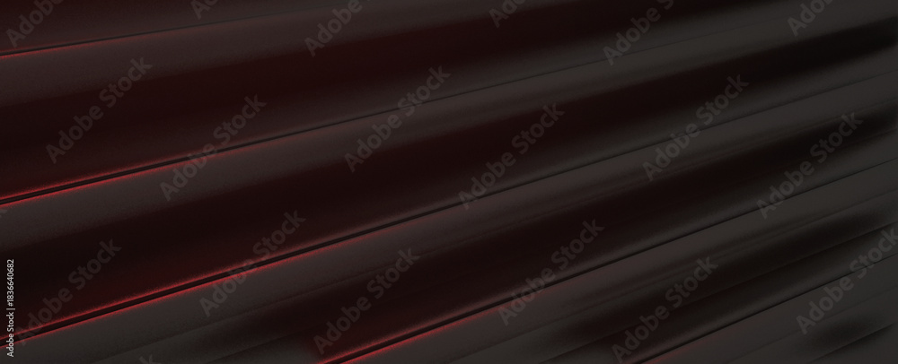 Obraz premium Abstract Christmas background with elegant diagonal folds and a metallic texture featuring deep black surfaces and a subtle red glowing light effect