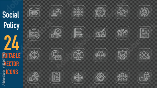 Modern Social Policy Icons: Essential Vector Collection for Community, Governance, and Public Welfare Initiatives
