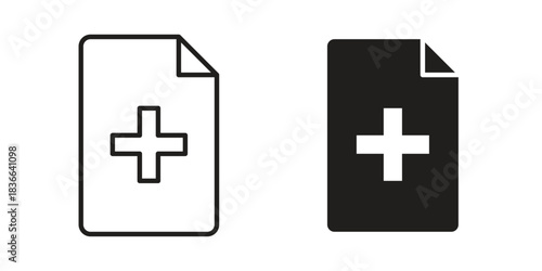Add document icons on white background. Line vector sign, symbol for web and mobile