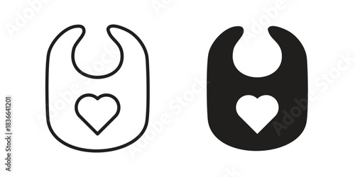 Baby bib icons on white background. Line vector sign, symbol for web and mobile