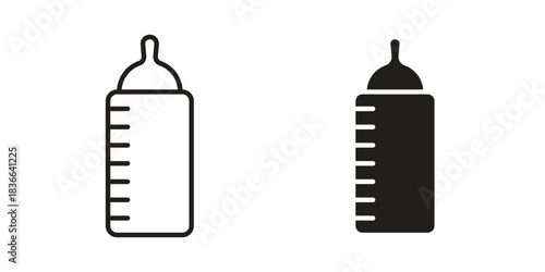 Baby milk bottle icons on white background. Line vector sign, symbol for web and mobile
