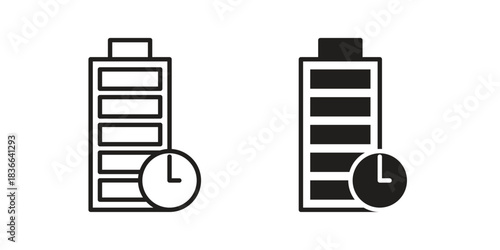 Battery life icons on white background. Line vector sign, symbol for web and mobile