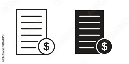 Bill paid icons on white background. Line vector sign, symbol for web and mobile