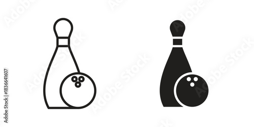 Bowling icons on white background. Line vector sign, symbol for web and mobile