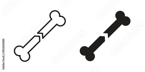 Broken bone icons on white background. Line vector sign, symbol for web and mobile