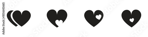 Black Heart icon set. Greeting cards symbol. Valentine Days signs. vector illustration 