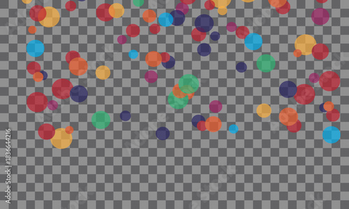 Vibrant translucent spheres descending creating a joyful abstract artistic background design