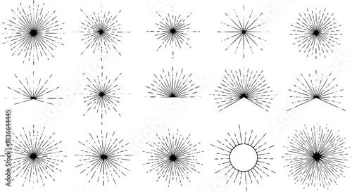 doodle sparkle vector set, sunburst, rays, starburst illustration, doodle designs of rays, bursts, and glowing elements. Perfect sparkle for backgrounds, highlights, frames, and decorative elements