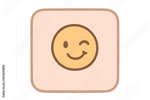 Playful Emoji Clue. A playful clue card with the text "I'm a pun!" represented by a winking emoji, friendly rounded edges, soft
