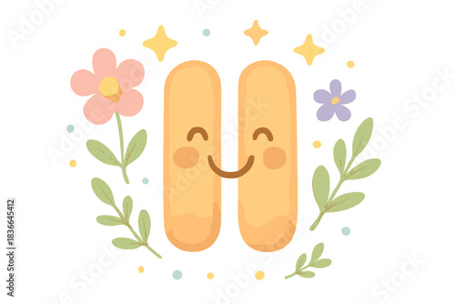 Sparkling Pause Symbol. A happy pause symbol with floating sparkles and playful nature elements, soft harmonious pastel palette,