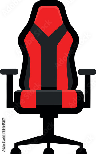 Red and Black Ergonomic Gaming Chair Illustration