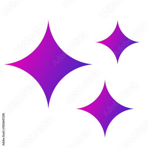 AI-powered magic glowing purple-pink gradient sparkles symbolizing artificial intelligence innovation and digital transformation. Modern vector design for tech branding, AI apps, futuristic interfaces