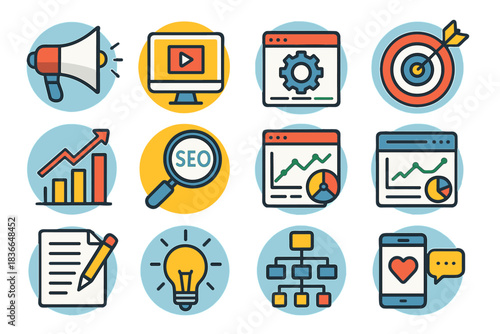 Digital Marketing and SEO Analytics Icons