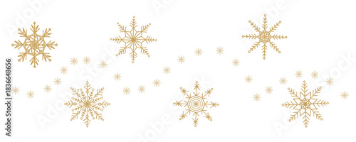 snowflakes and stars border isolated vector illustration