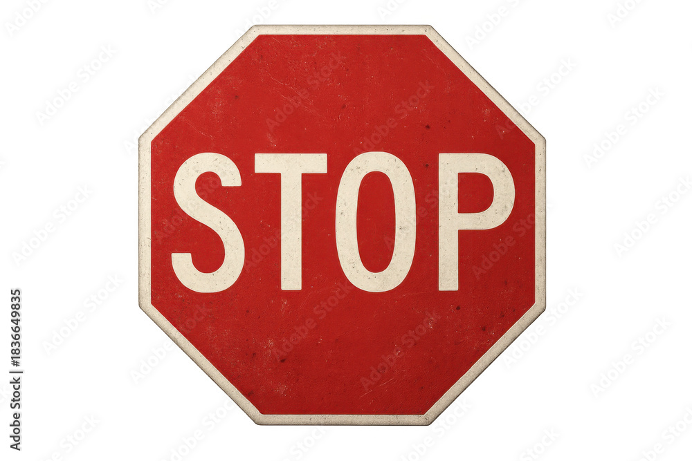 Obraz premium Red stop sign on transparent background indicating halt and warning for safety and traffic control