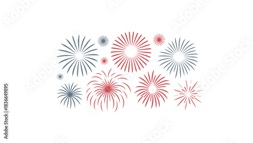 Vibrant abstract watercolor fireworks bursting in a festive celebration against a clean white background