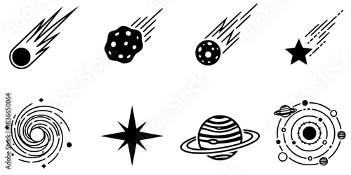 Comet Celestial Body Streaking Tail Silhouette