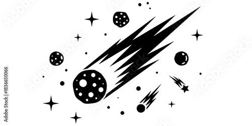 Comet Celestial Body Streaking Tail Silhouette