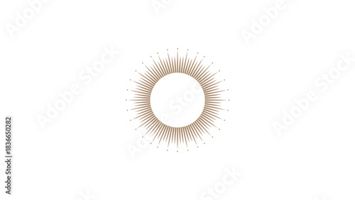 Elegant oval frame with intricate golden radiating lines creating a sunburst effect on a white background