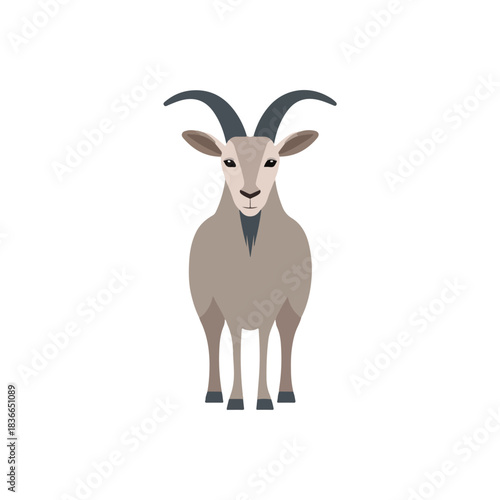Flat Design Goat Illustration on White Background for Branding