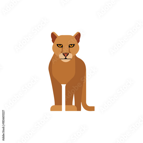 Geometric Cougar Illustration on White Background for Design