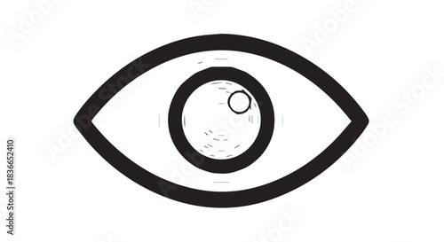 Minimalist black eye icon vector illustration for design projects and branding.