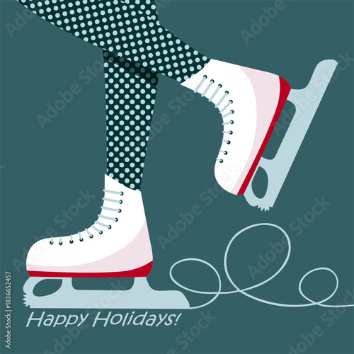 Ice skates greeting card