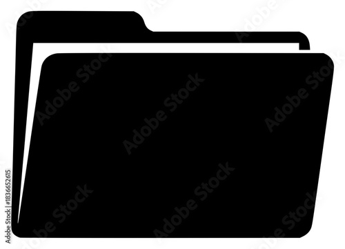 A black and white icon of a folder, binder, black, briefcase, clipboard, flat, folder, icon, illustration, against transparent background